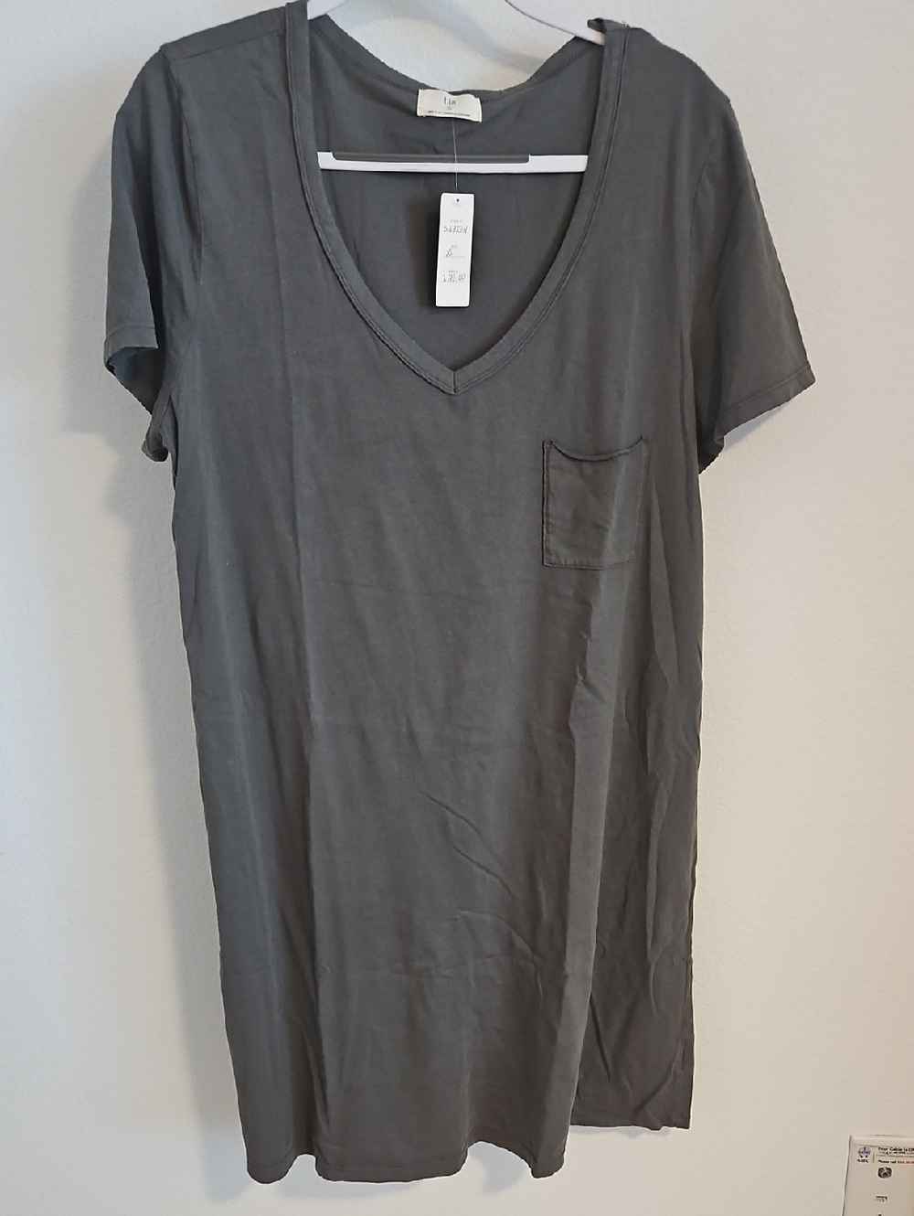 Anthropologie T.La Charcoal V-Neck Tee Dress Sz XL New